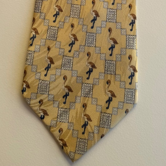 Vintage flamingoes Stuart Davies Italian silk tie - Picture 3 of 5